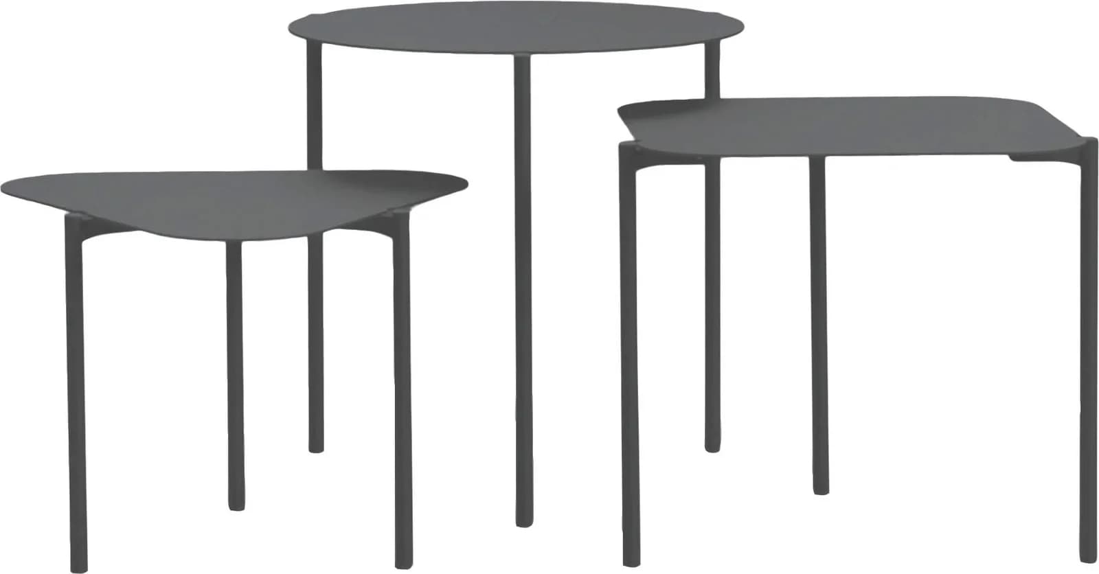 SPINDER DESIGN Beistelltisch 3er-Set Doremi Grau Metall