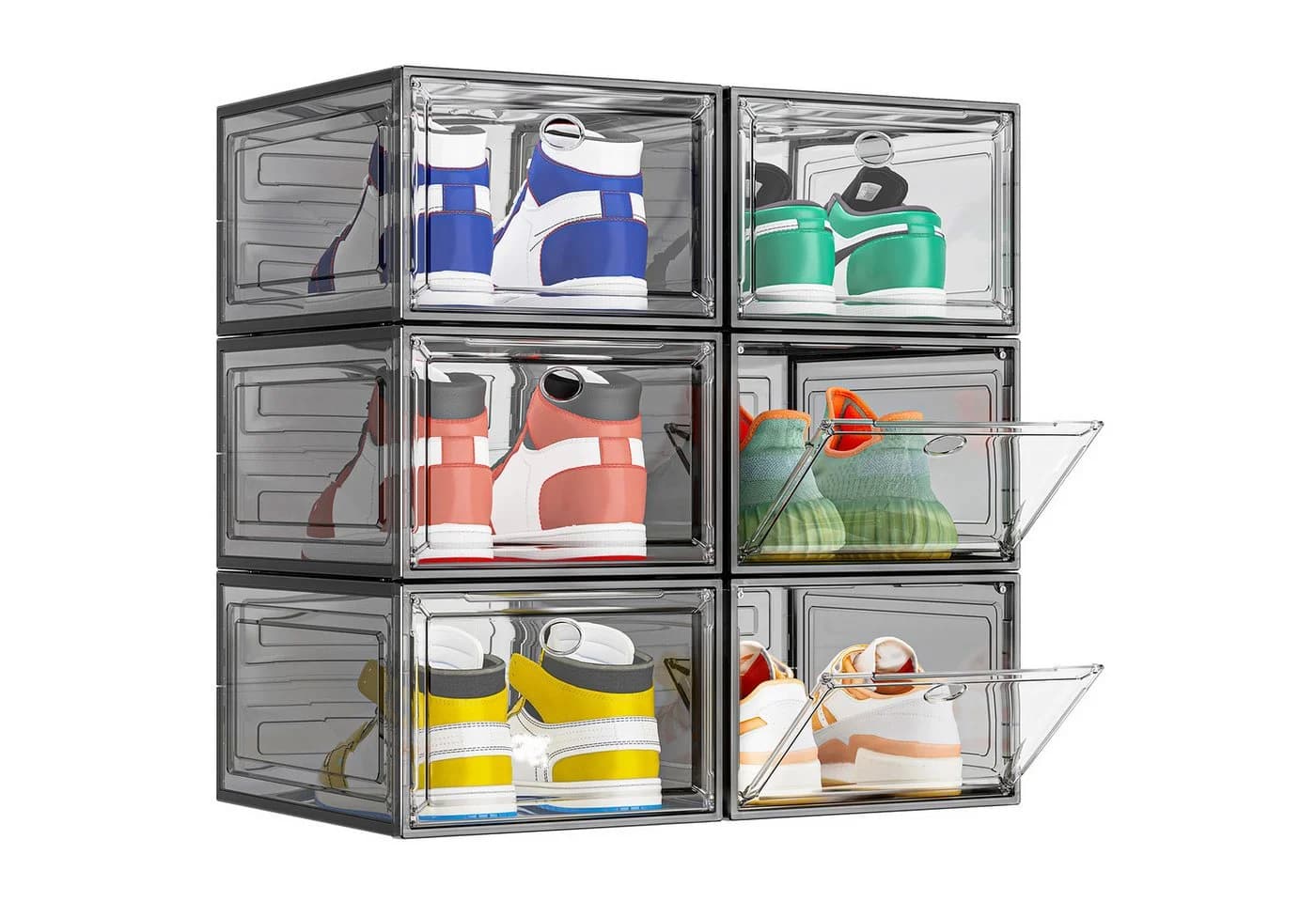 POPOLIC Stapelbare Schuhbox 6er Set Transparent Kunststoff - Bild 2