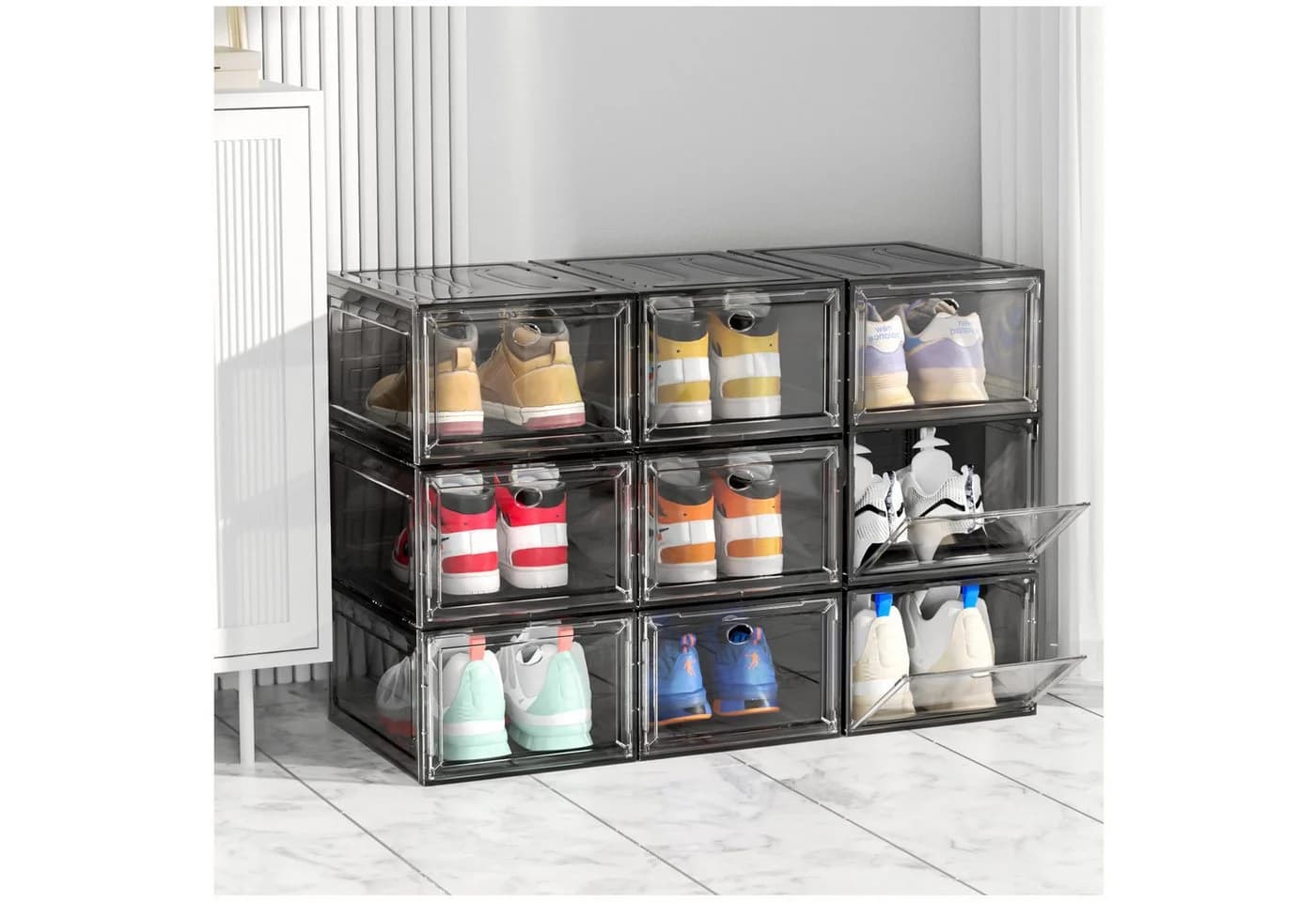 POPOLIC Stapelbare Schuhbox 6er Set Transparent Kunststoff - Bild 4