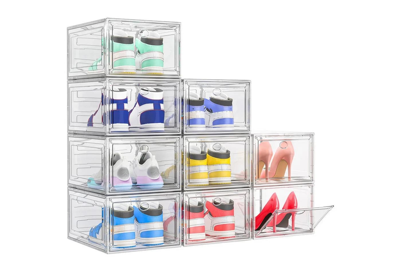 POPOLIC Stapelbare Schuhbox Transparent Kunststoff Organizer - Bild 2