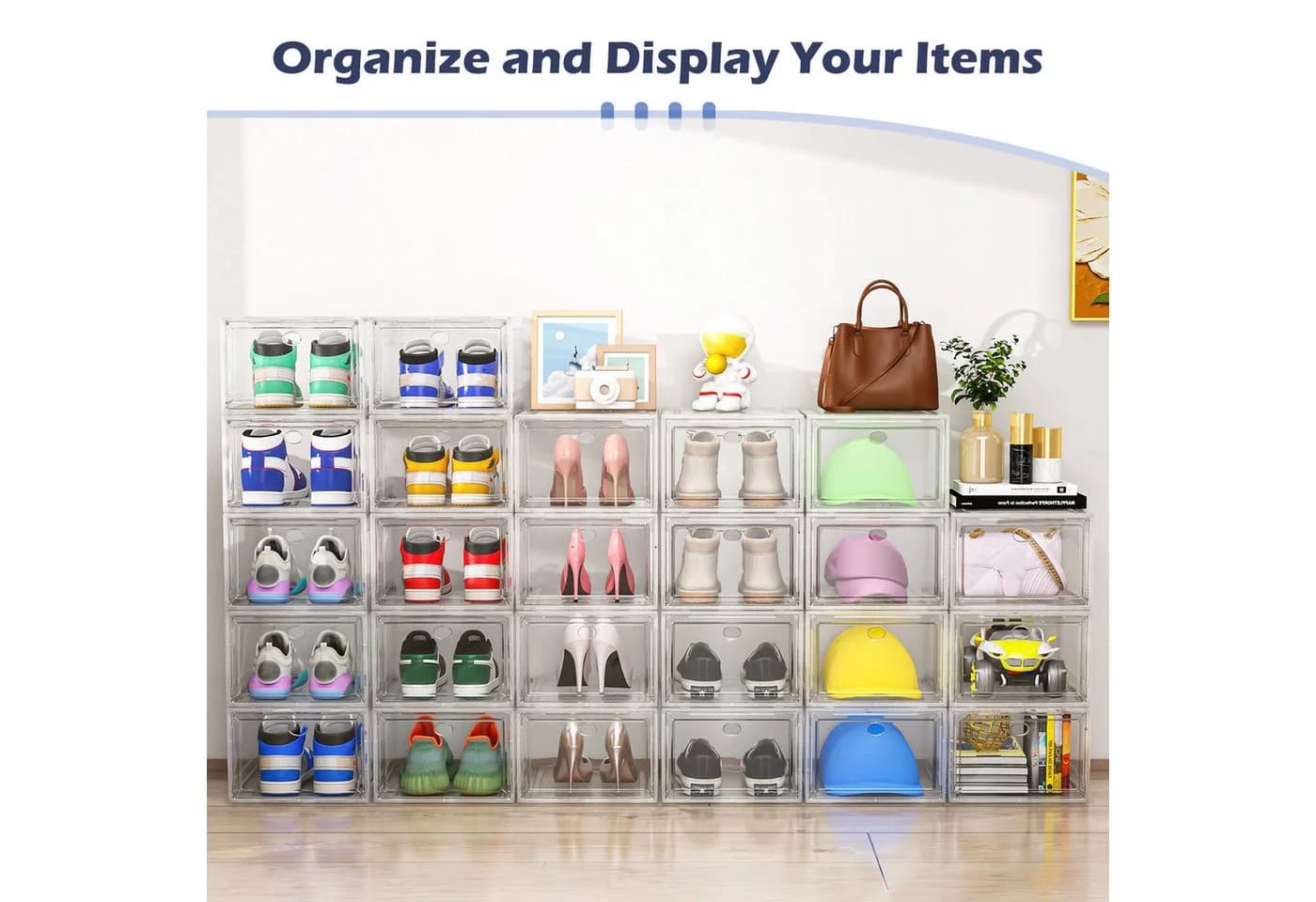 POPOLIC Stapelbare Schuhbox Transparent Kunststoff Organizer - Bild 5