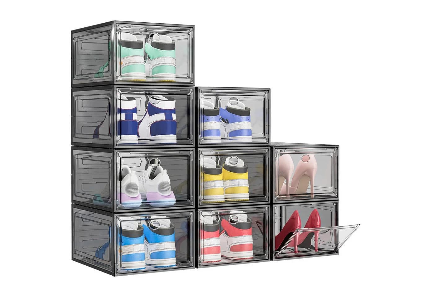 POPOLIC Stapelbare Schuhbox Transparent Kunststoff Organizer 9 St. - Bild 2