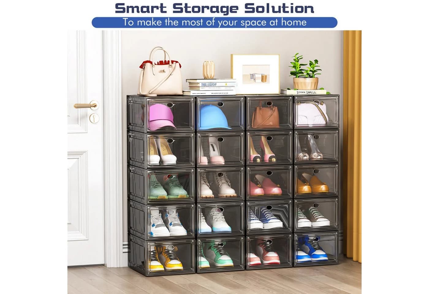 POPOLIC Stapelbare Schuhbox Transparent Kunststoff Organizer 9 St. - Bild 4