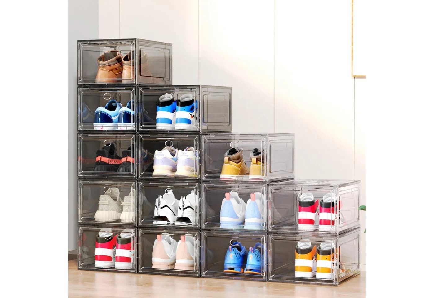 POPOLIC Stapelbare Schuhbox Transparent Kunststoff Organizer 9 St. - Bild 5