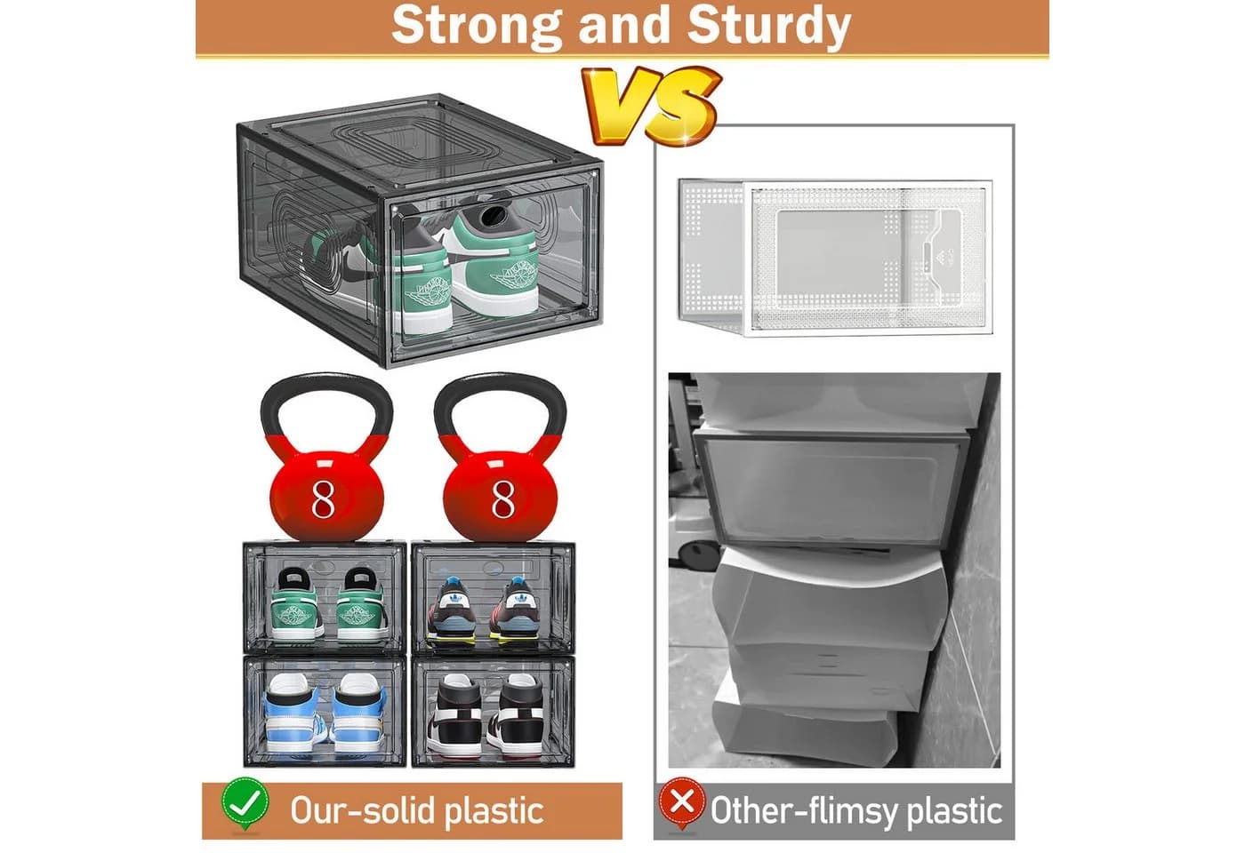 POPOLIC Stapelbare Schuhbox Transparent 10 St. Kunststoff Organizer