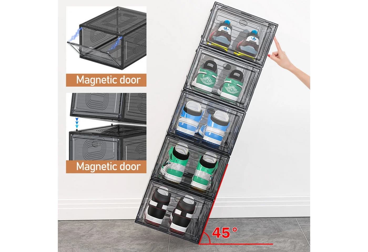 POPOLIC Stapelbare Schuhbox Transparent 10 St. Kunststoff Organizer - Bild 3
