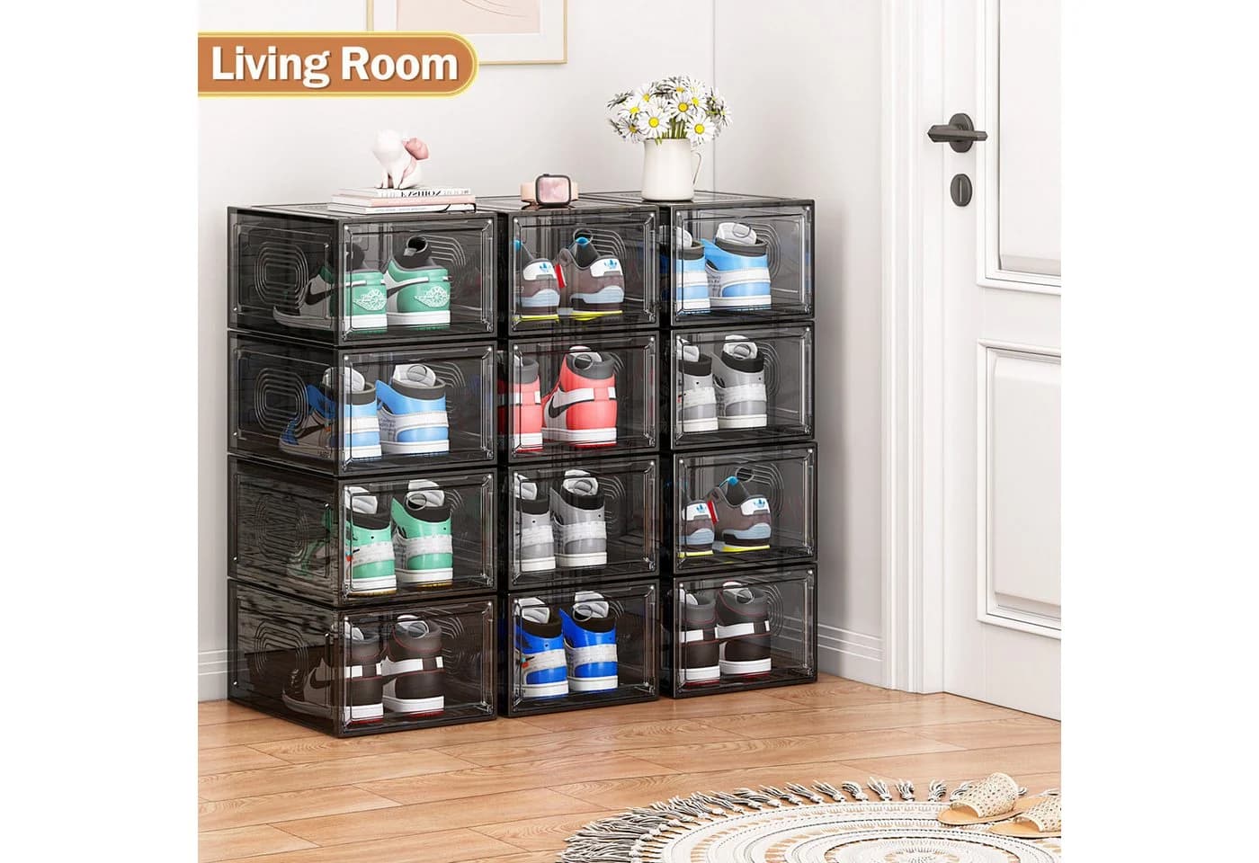 POPOLIC Stapelbare Schuhbox Transparent 10 St. Kunststoff Organizer - Bild 5