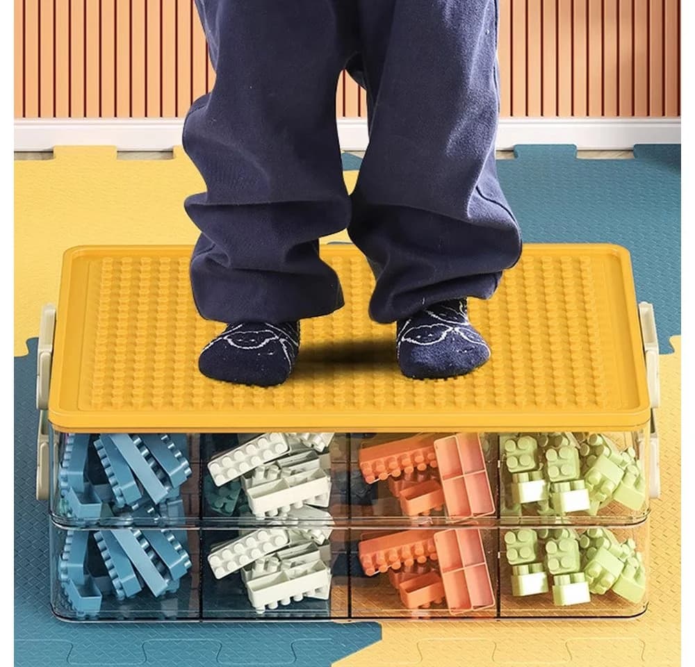 POPOLIC Aufbewahrungsbox Transparente Dreilagige Spielzeug-Aufbewahrungsbox mit Griff - Bild 4