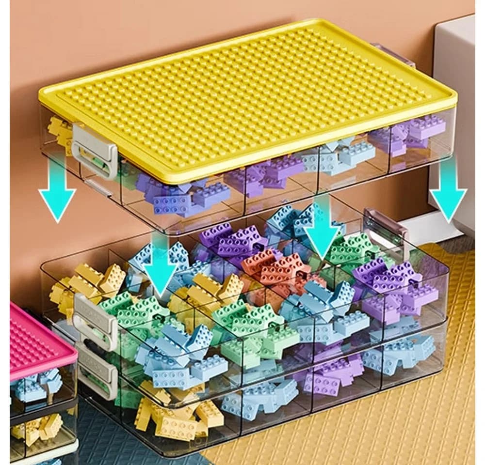 POPOLIC Aufbewahrungsbox Transparente Dreilagige Spielzeug-Aufbewahrungsbox mit Griff - Bild 5
