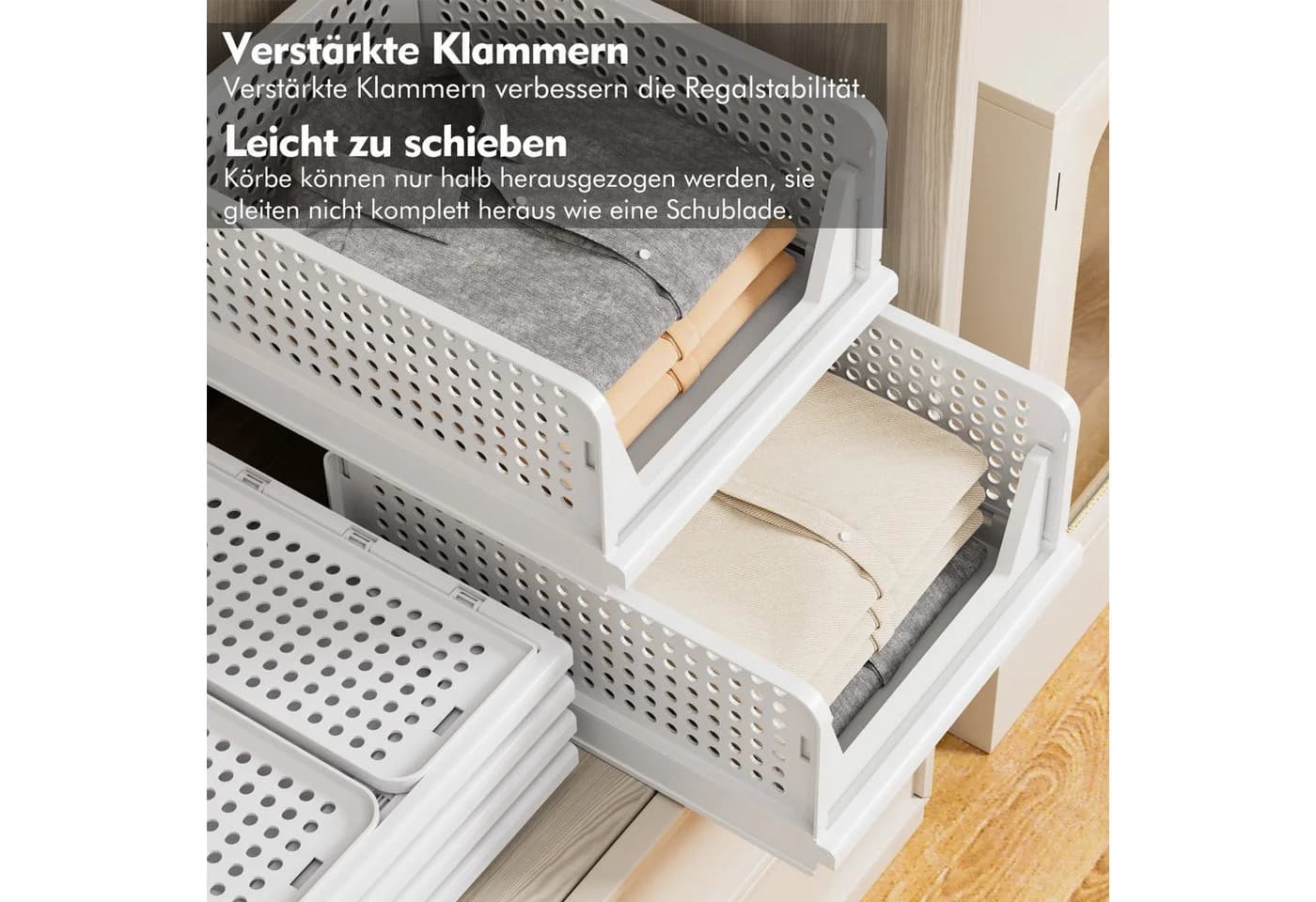 POPOLIC Aufbewahrungskorb Kleiderkorb Schubladen-Stil Weiß Mehrschichtig - Bild 3