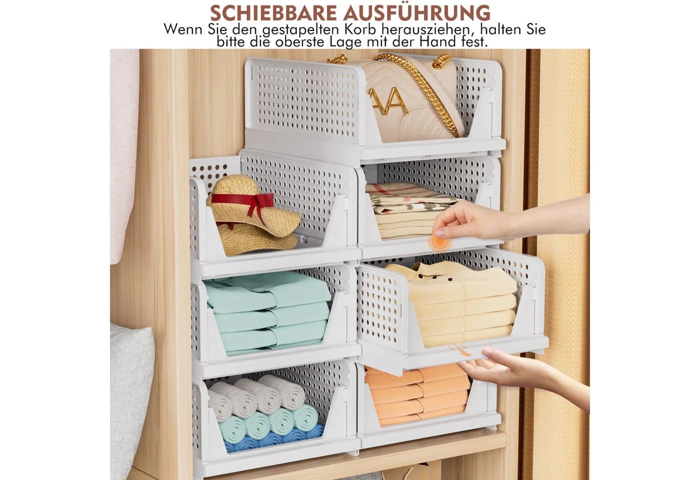 POPOLIC Aufbewahrungskorb Kleiderkorb Schubladen-Stil Weiß Mehrschichtig - Bild 4