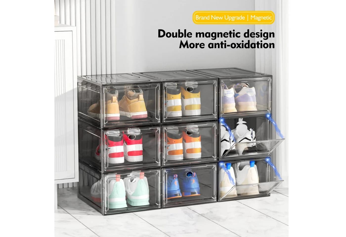POPOLIC Stapelbare Schuhbox Transparent Hartplastik