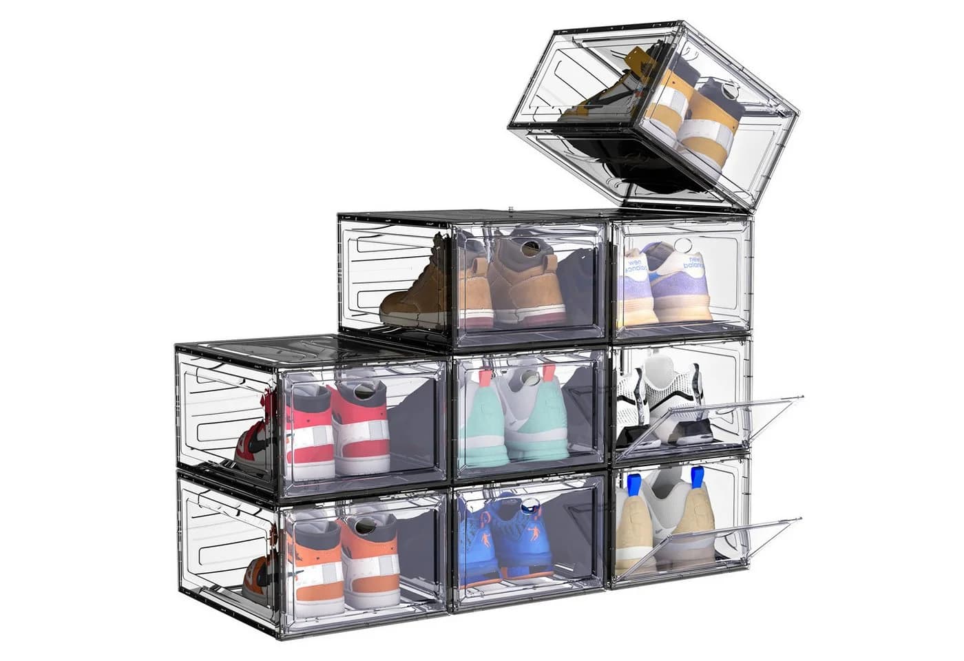 POPOLIC Stapelbare Schuhbox Transparent Hartplastik - Bild 2