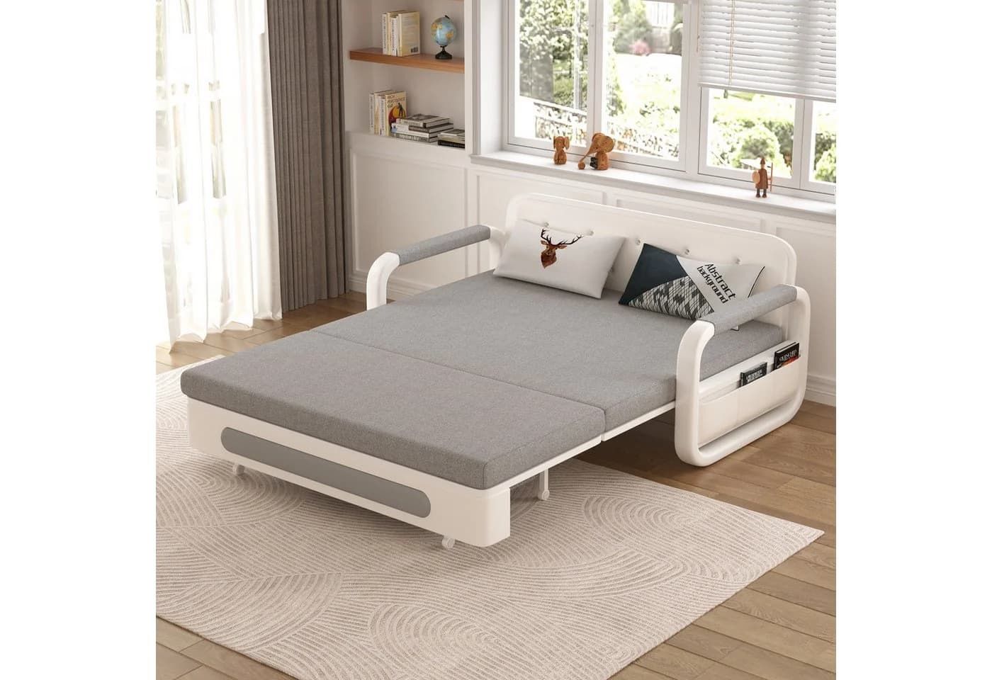 oleyluckidea Schlafsofa Ausziehbares Schlafsofa mit Stauraum und Latexmatratze - Bild 3