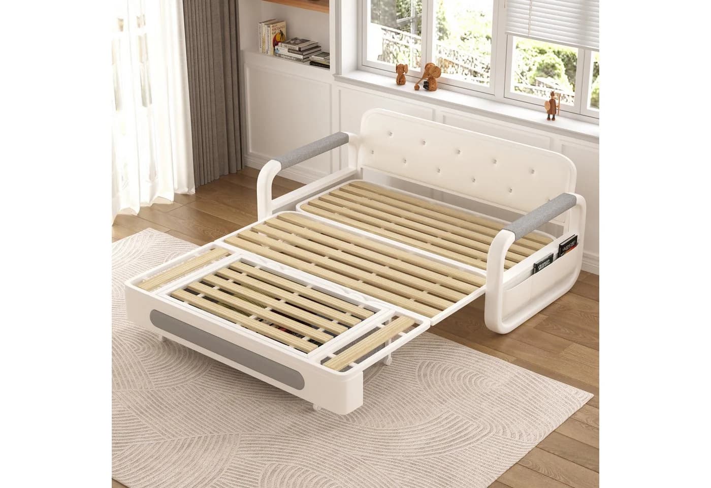 oleyluckidea Schlafsofa Ausziehbares Schlafsofa mit Stauraum und Latexmatratze - Bild 4