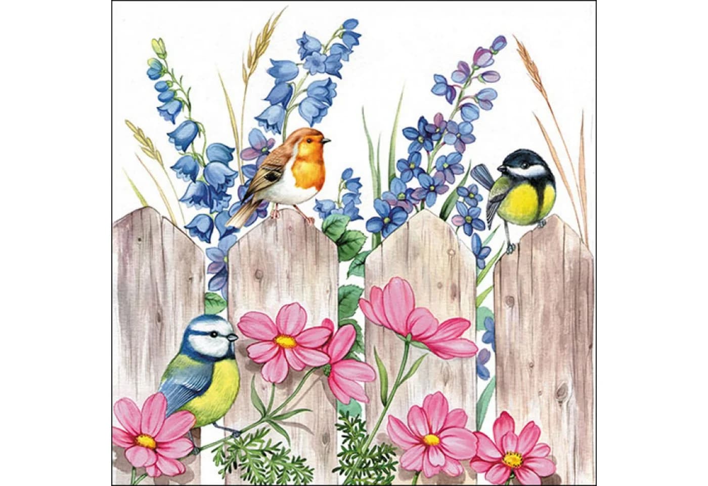 Ambiente Luxury Papierservietten 33x33cm 3-lagig Singvögel Blumen Motiv 20 Stk.