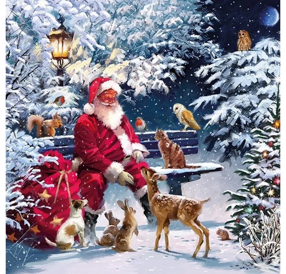 Ambiente Luxury Paper Products Papierserviette 20 St. Santa on Bench