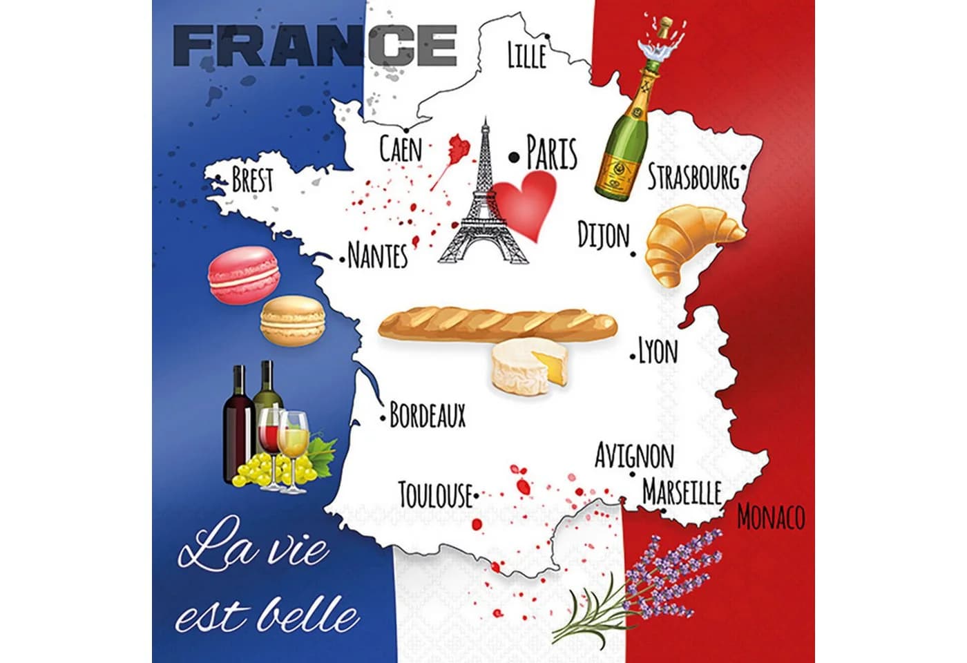 Ambiente Papierservietten 3-lagig Frankreich-Motiv 20 Stk.