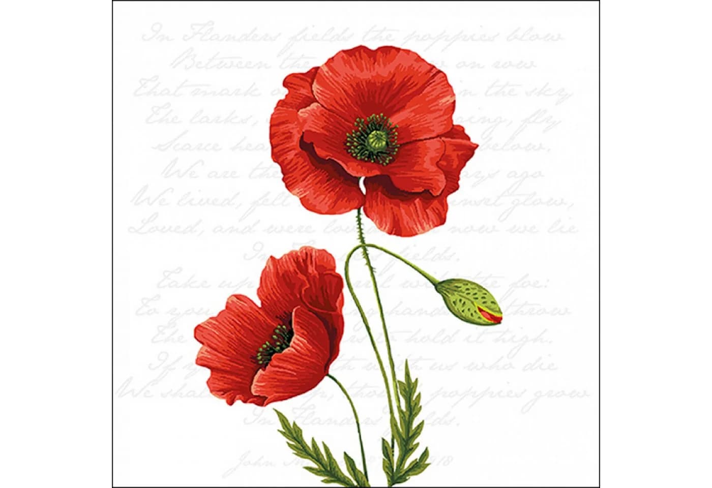 Ambiente Luxury Papierservietten 33x33cm 3-lagig Rote Mohnblumen 20 Stk