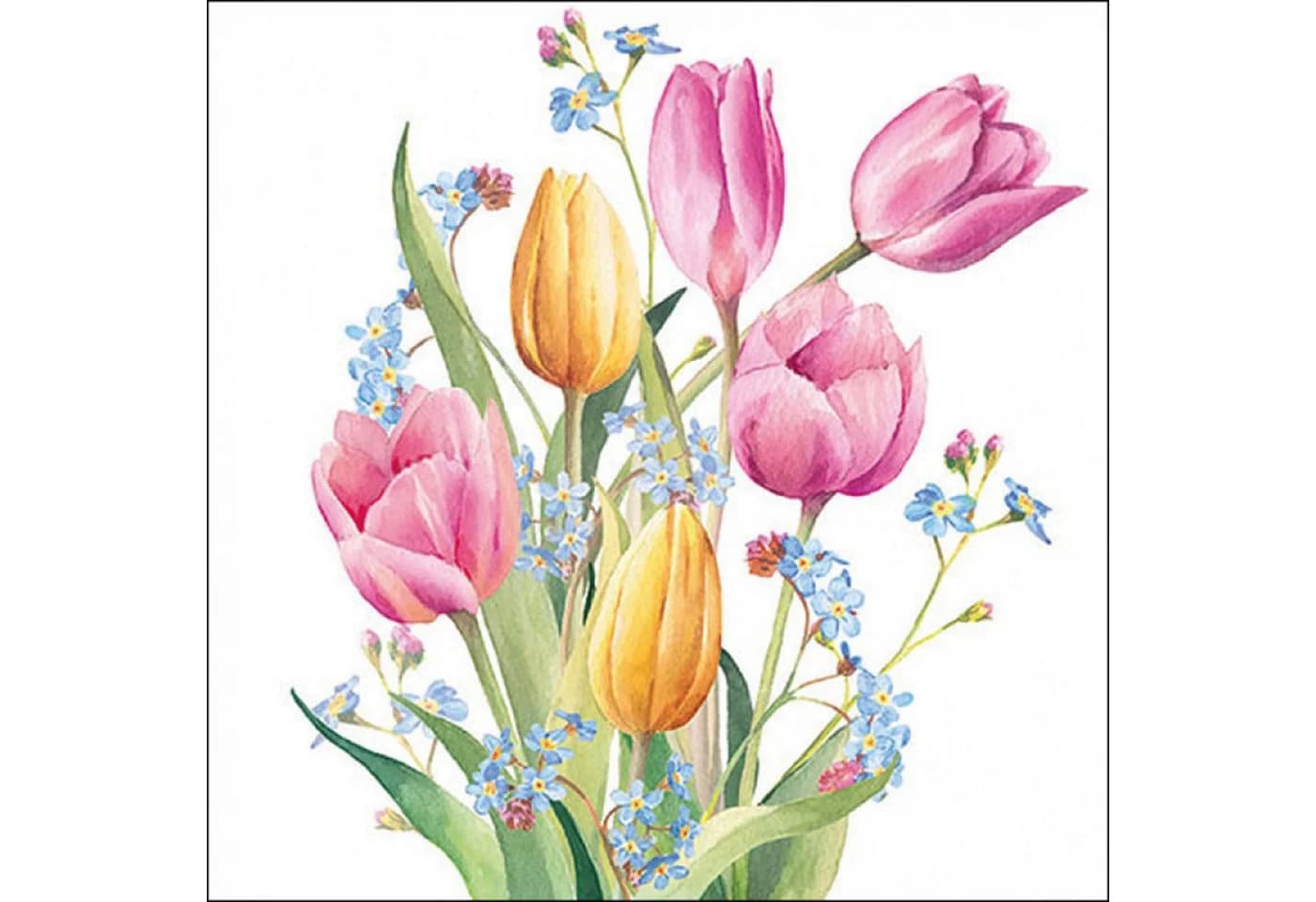 Ambiente Luxury Papierservietten 3-lagig Tulpenmotiv Aquarell 33x33cm