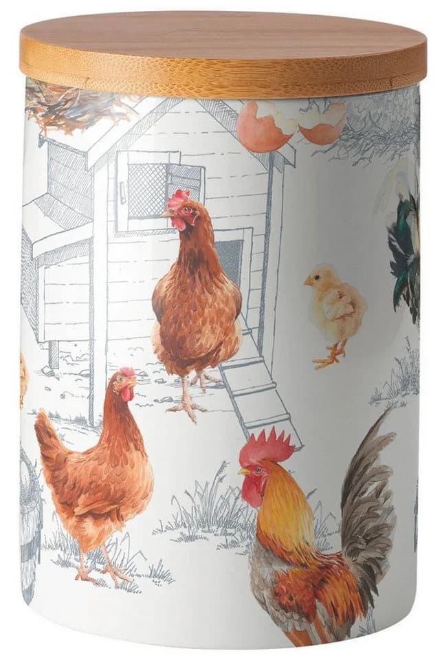 Ambiente Vorratsdose Chicken Farm Porzellan mit Bambusdeckel - Bild 2