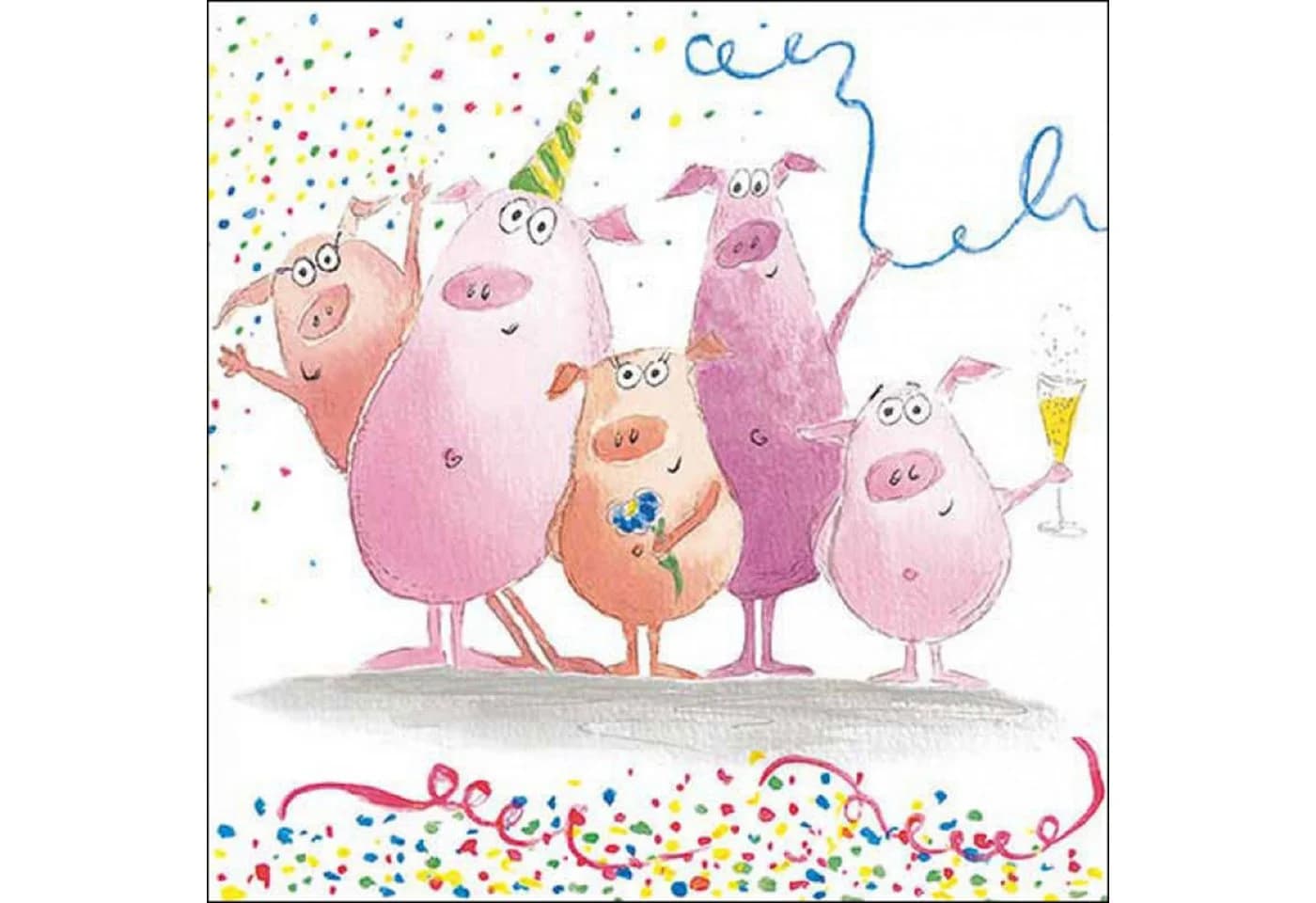 Ambiente Luxury Papierservietten 33x33cm 3-lagig Party Schweinchen Motiv