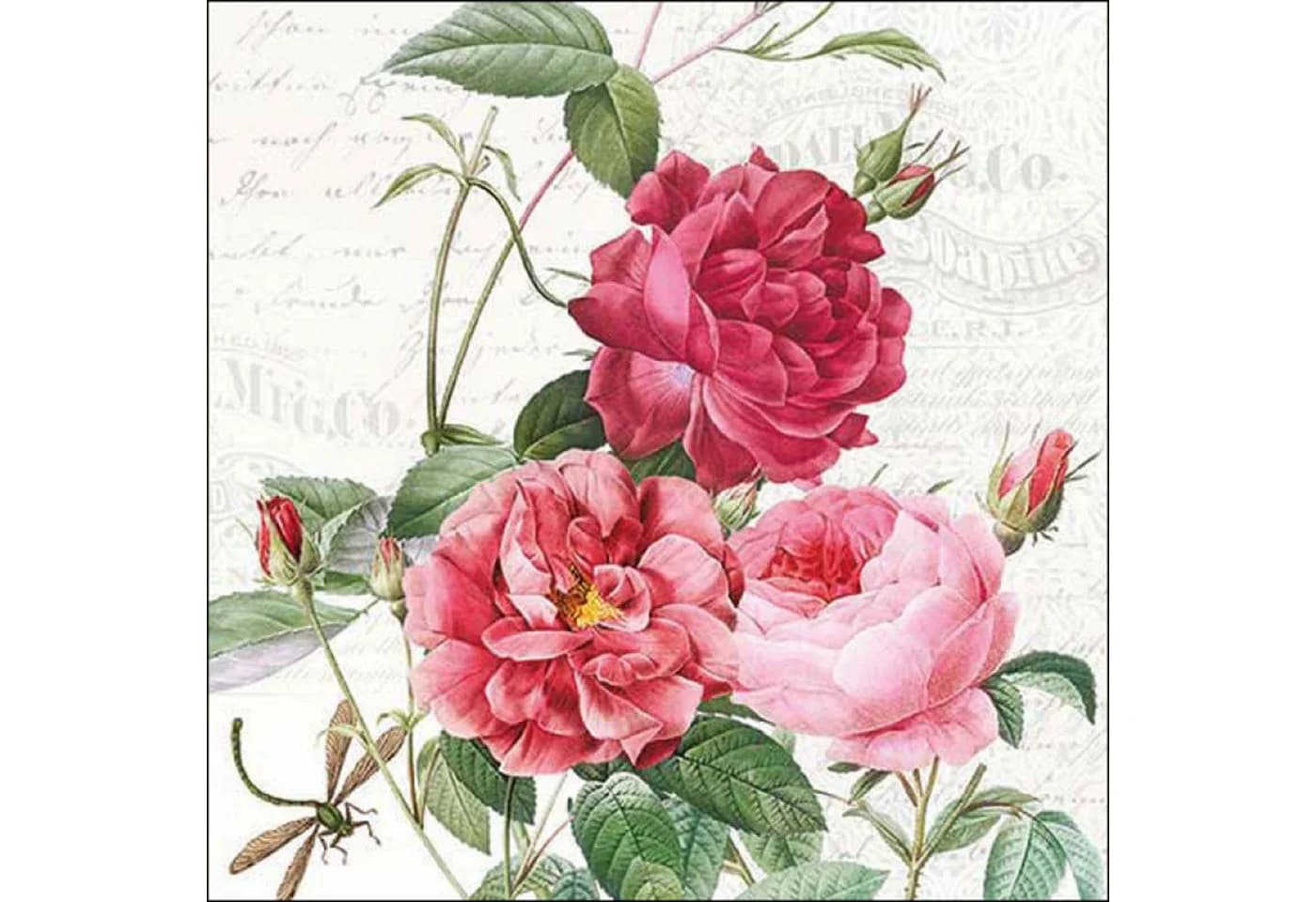 Ambiente Papierservietten 3-lagig Nostalgisches Rosenmotiv Rosa Rot 20 Stück