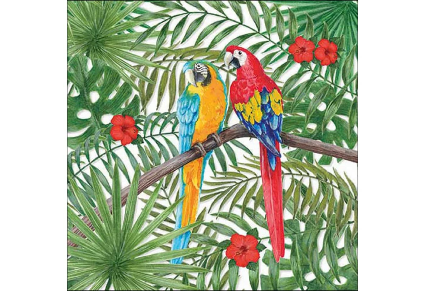 Ambiente Luxury Papierservietten 33x33cm 3-lagig Papageien Motiv 20 Stk