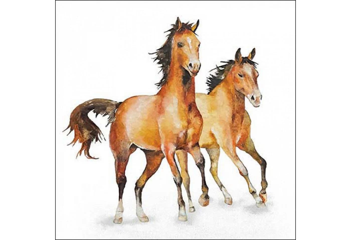 Ambiente Luxury Papierservietten 33x33cm 3-lagig mit Pferde-Aquarell Motiv