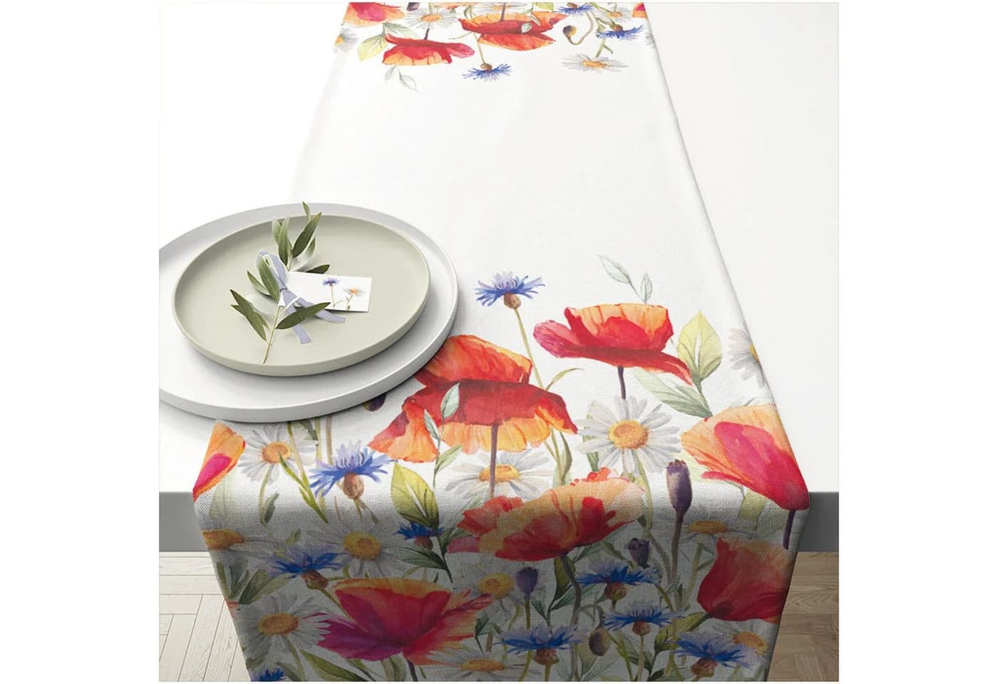 Ambiente Tischläufer Poppies and cornflowers Baumwolle Orange/Gelb/Blau - Bild 2