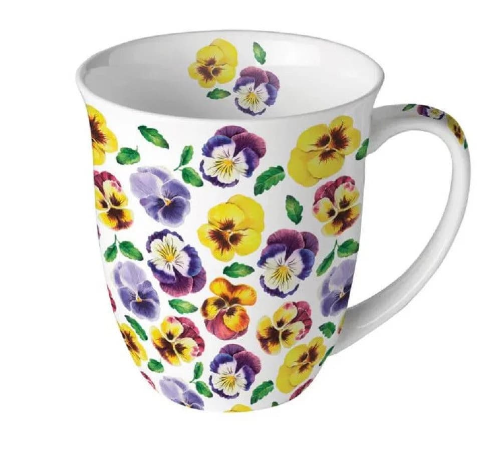 Ambiente Porzellanbecher Stiefmütterchen ca. 400 ml bunt