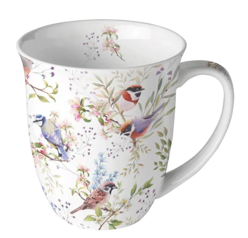 Ambiente Kaffeeservice Becher Vogel- und Blumenmotiv Porzellan ca. 400ml