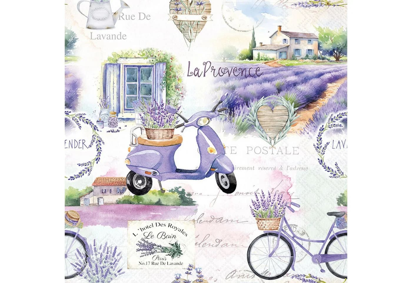Ambiente Luxury Paper Products Papierserviette 3-lagig Lavendelmotiv 33x33cm
