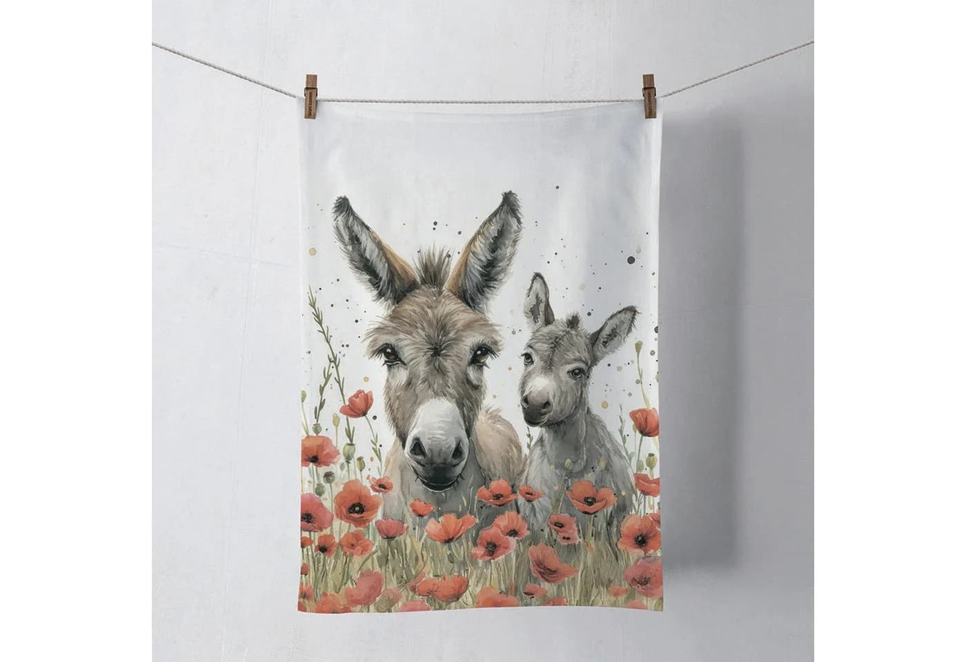 Ambiente Luxury Paper Products Geschirrtuch Baumwolle 50x70cm Esel Mohnblumen - Bild 2