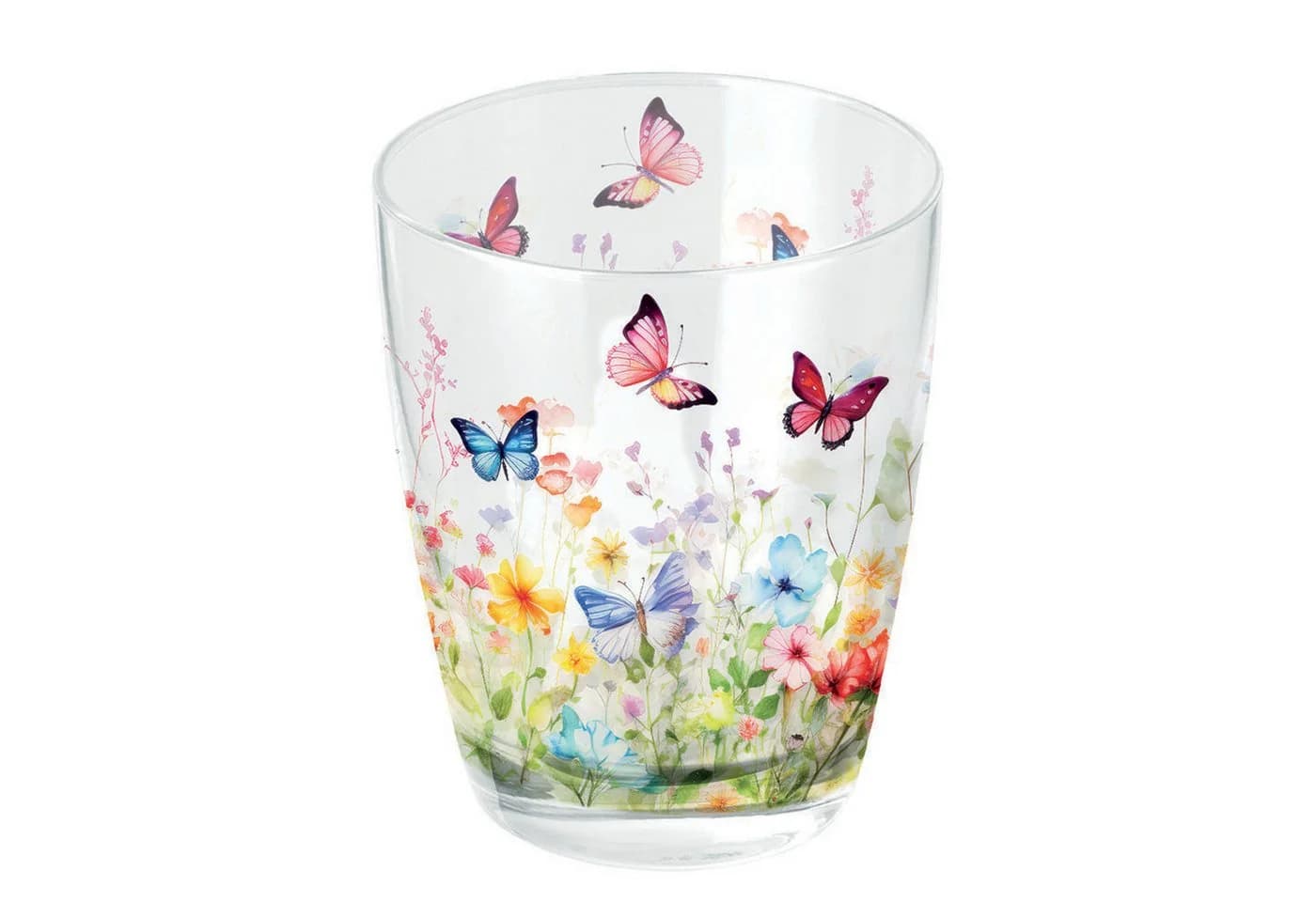 Ambiente Luxury Paper Products Trinkglas 9,5cm Bunt Schmetterlinge Blumen