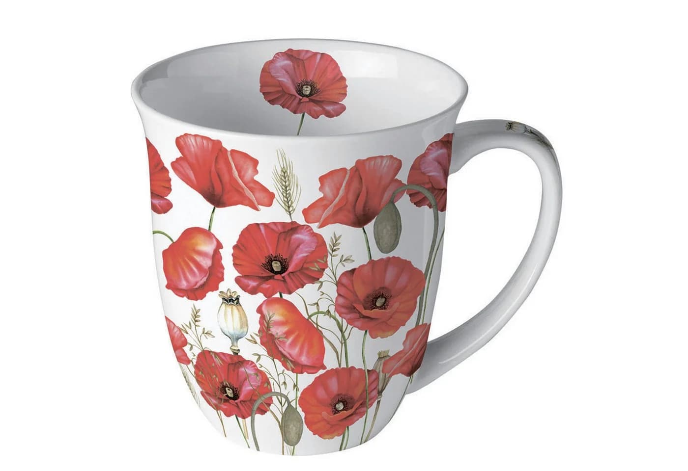 Ambiente Luxury Paper Products Tasse Weiß/Rot Mohnblumen Motiv