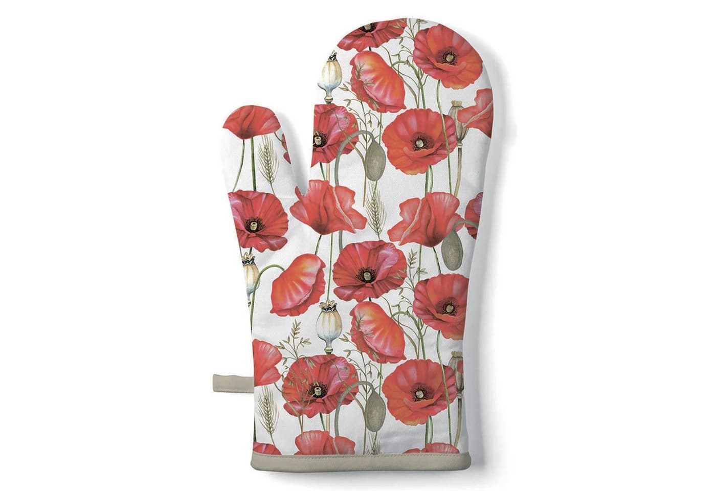 Ambiente Luxury Paper Products Topfhandschuh Baumwolle Mohnblumen Weiß Rot