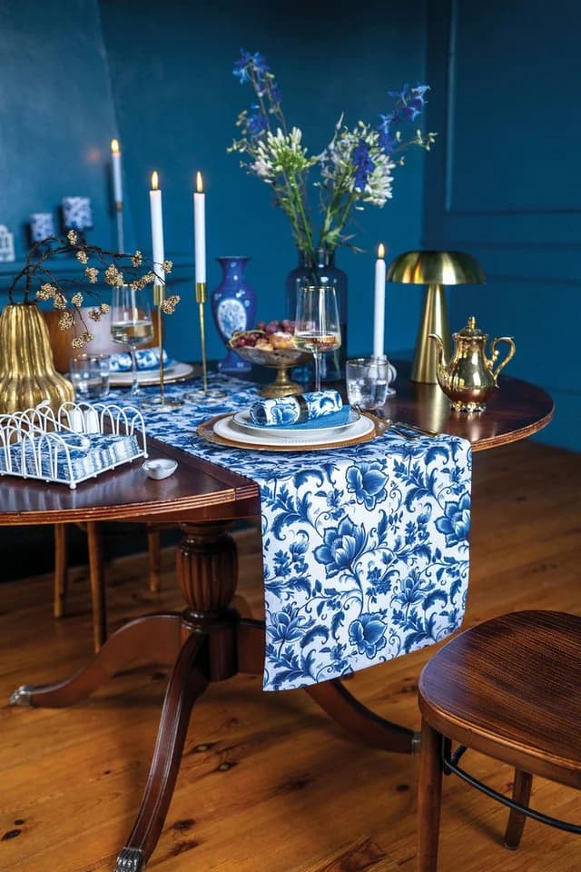 Ambiente Dekokissen Delft Blue florals Baumwolle 40x40 cm