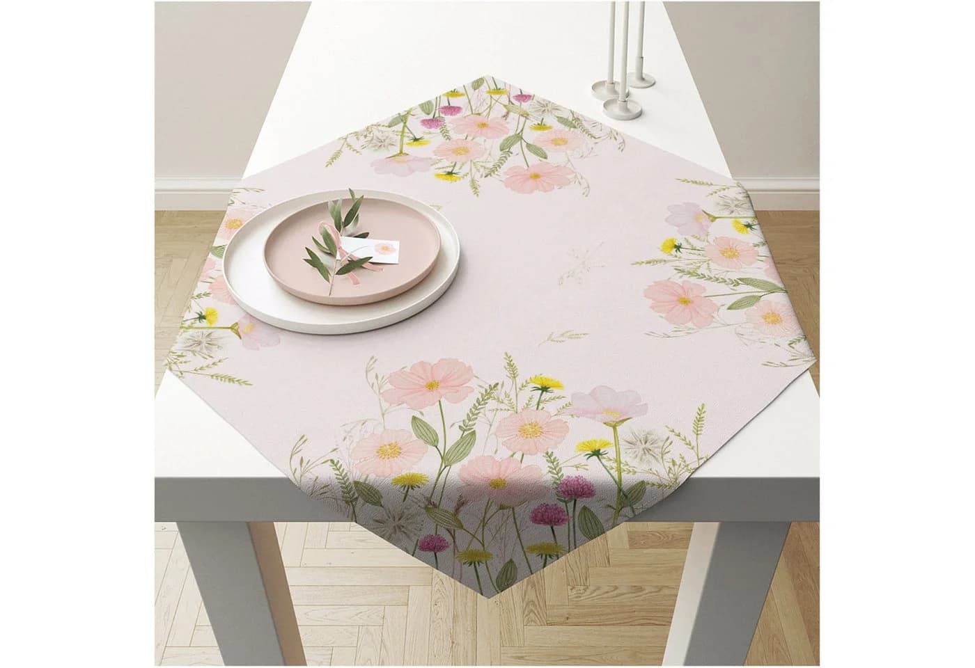 Ambiente® Tischläufer Pastel flowers 90x90 cm Baumwolle - Bild 2