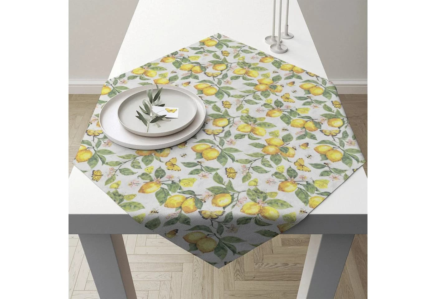 Ambiente® Tischläufer Fresh Lemons 90x90cm Baumwolle