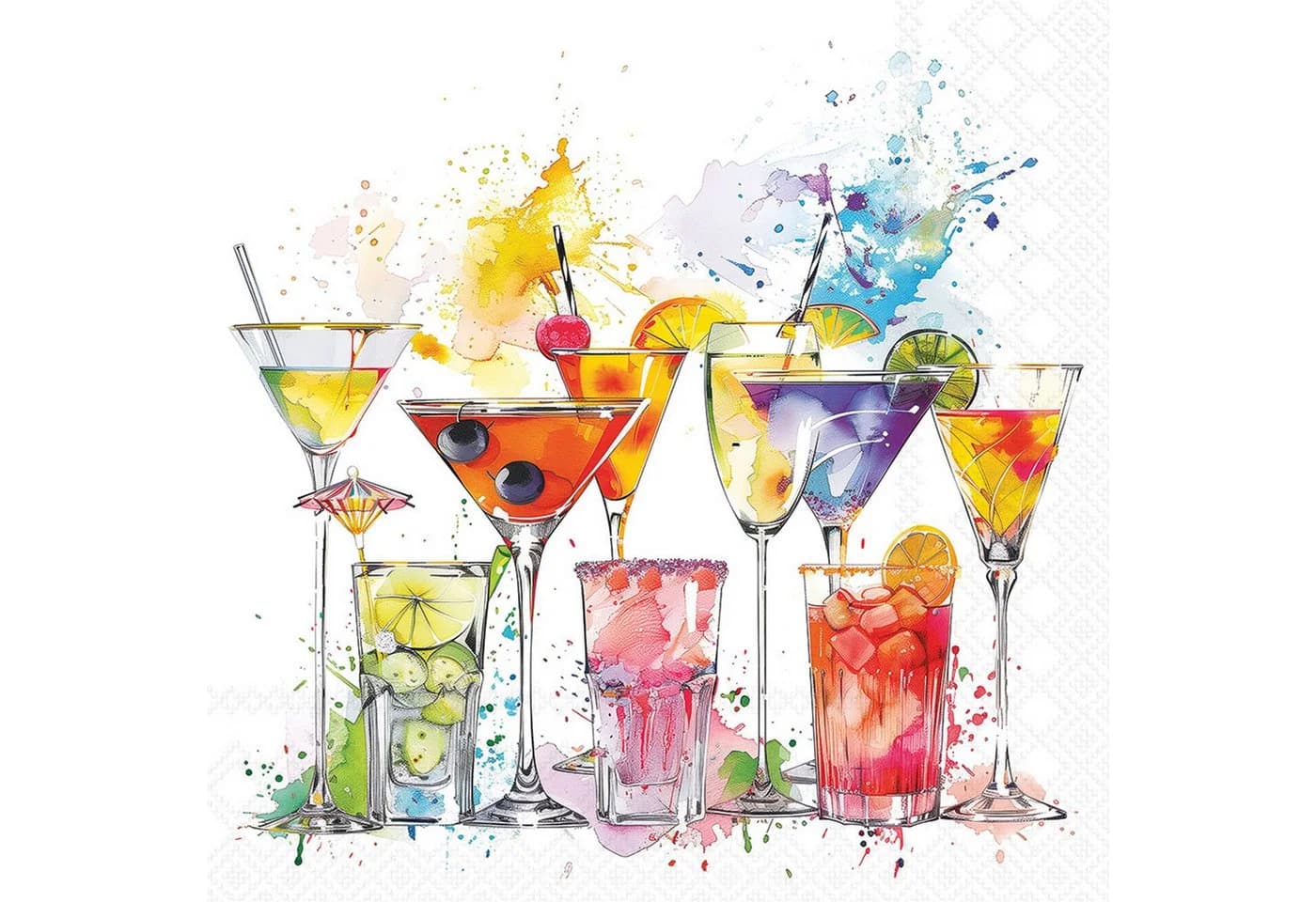 Ambiente Luxury Paper Products Papierserviette Cocktail Motiv Bunt 3-lagig