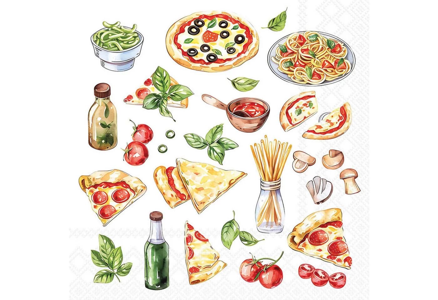Ambiente Luxury Papierservietten 3-lagig Pizza & Pasta Motiv 33x33cm 20 Stk.