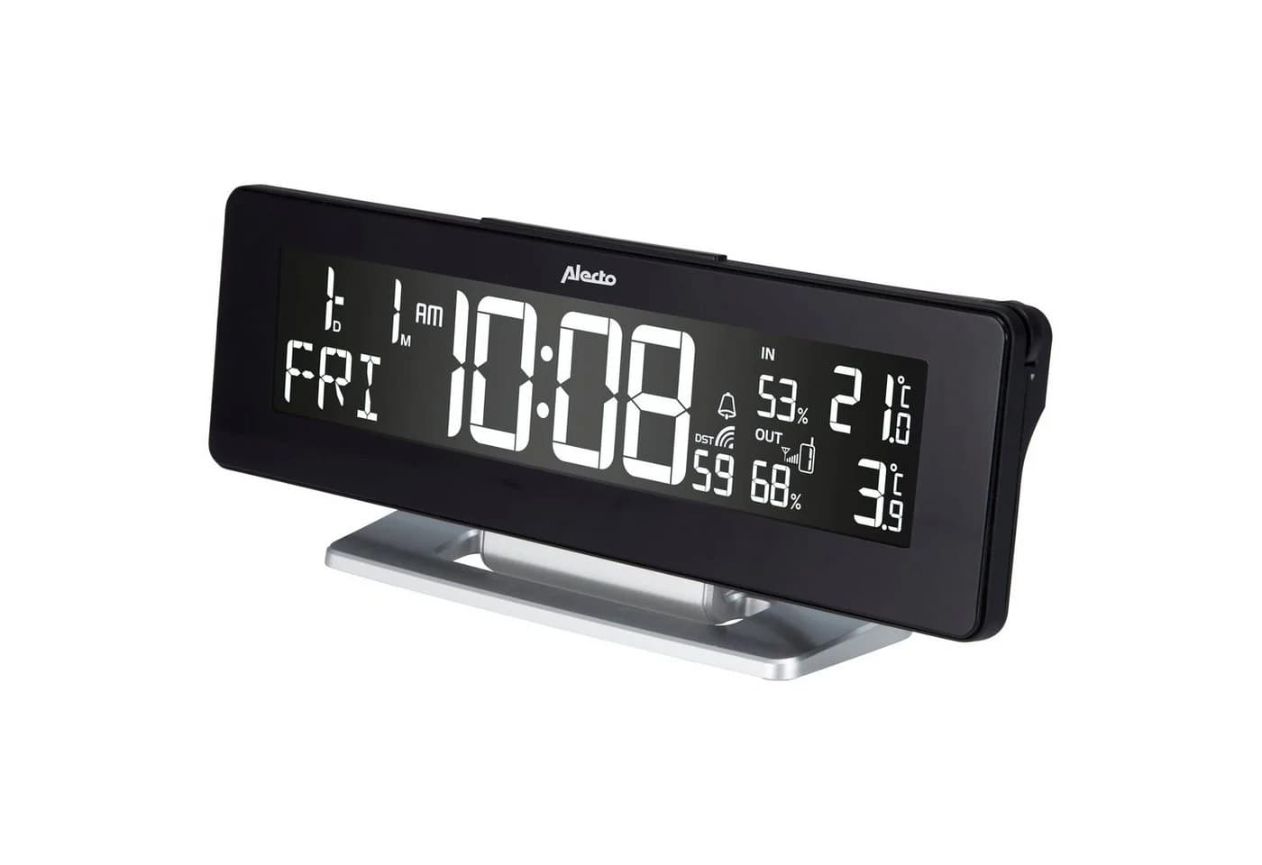 Alecto Wecker WS-2500 Digitaler Wecker Wetterstation Schwarz/Silber