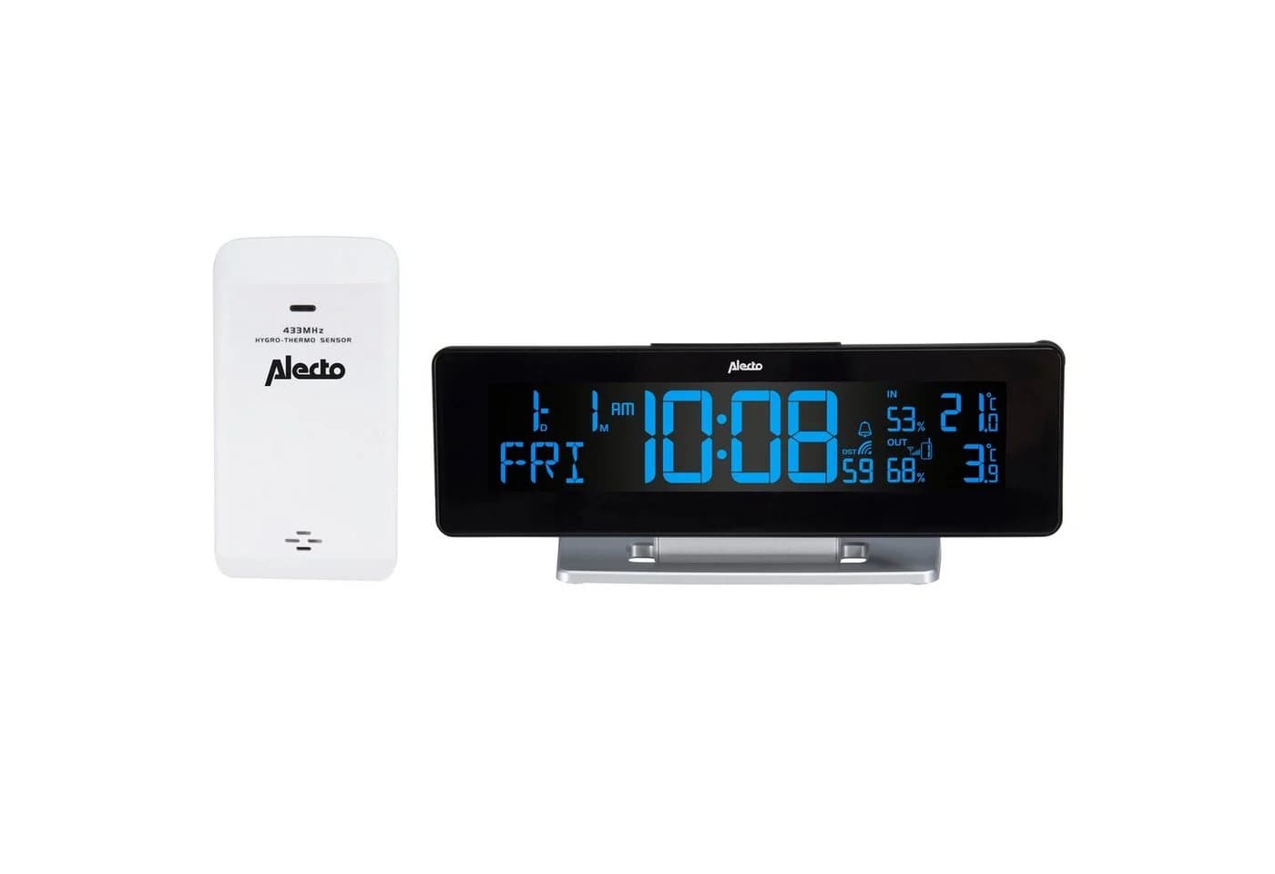 Alecto Wecker WS-2500 Digitaler Wecker Wetterstation Schwarz/Silber - Bild 2
