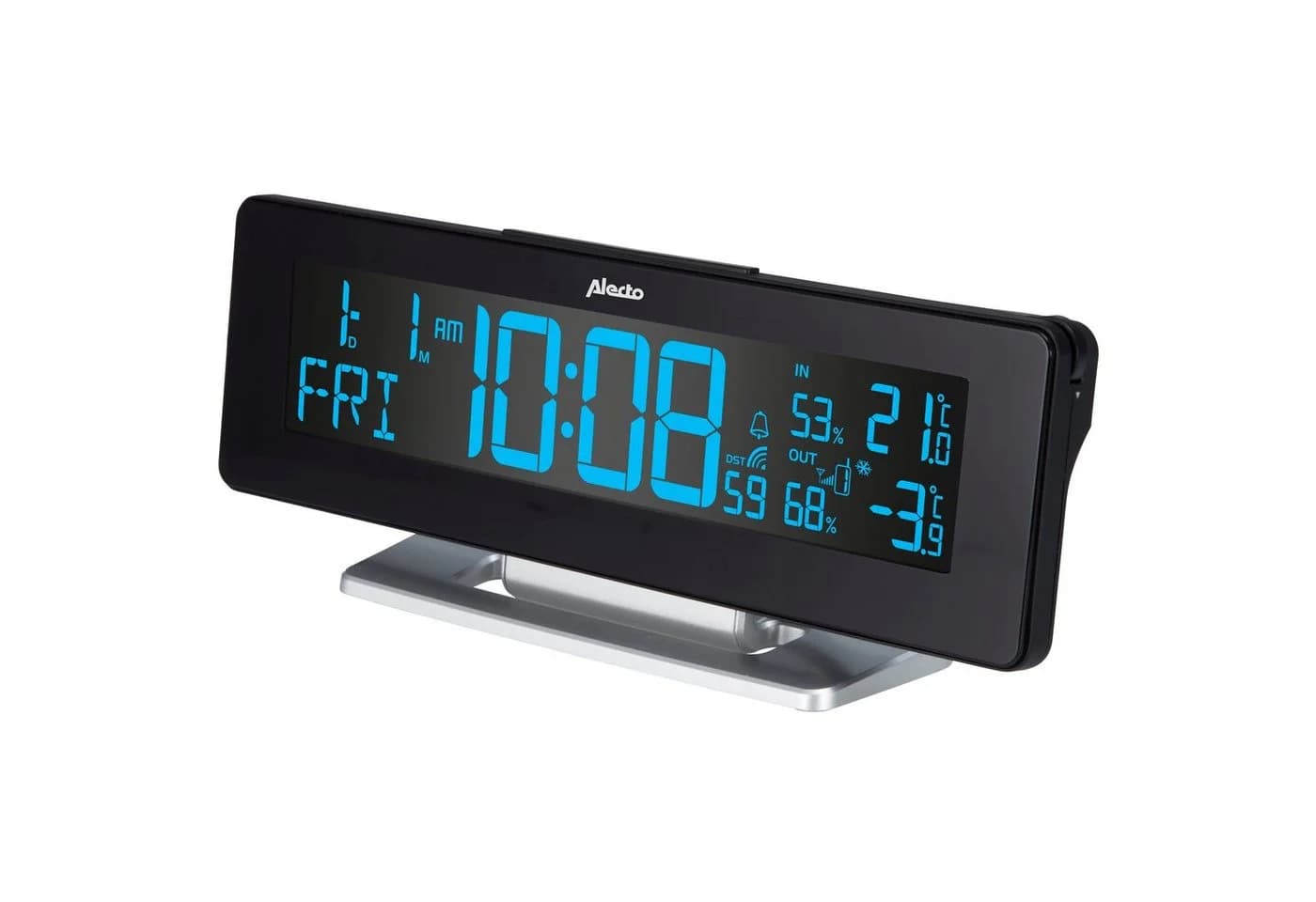 Alecto Wecker WS-2500 Digitaler Wecker Wetterstation Schwarz/Silber - Bild 3