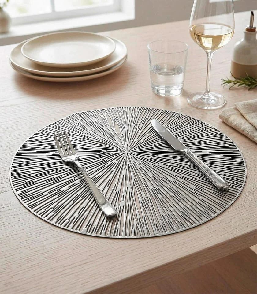 Tischdecke Tisch-Set CISY Grau Kunststoff