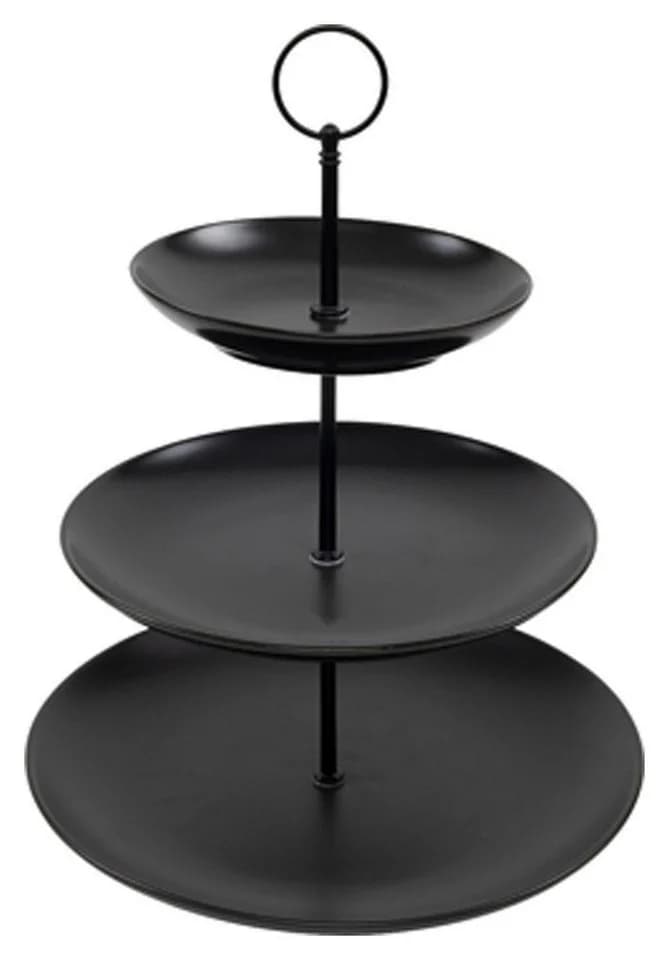 Etagere TOWER Schwarz 3-stöckig Porzellan