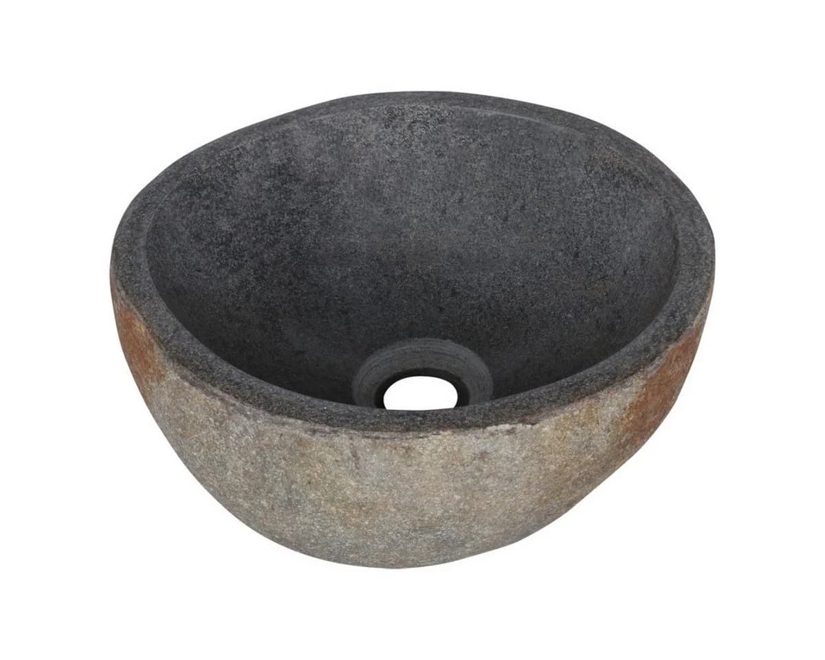 Differnz Riverstone Waschbecken Oval Flussstein Grau - Bild 1