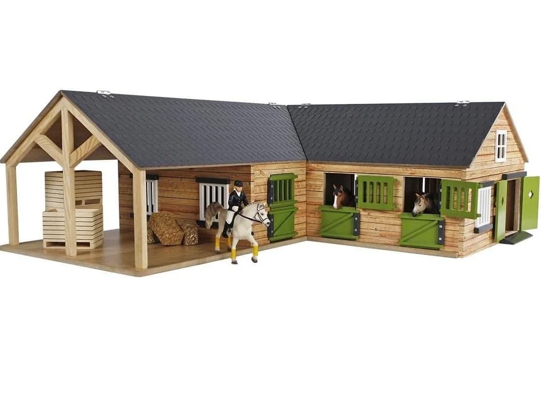 Kids Globe Farming Pferdehof Holz 1:24 mit 3 Boxen - Bild 2