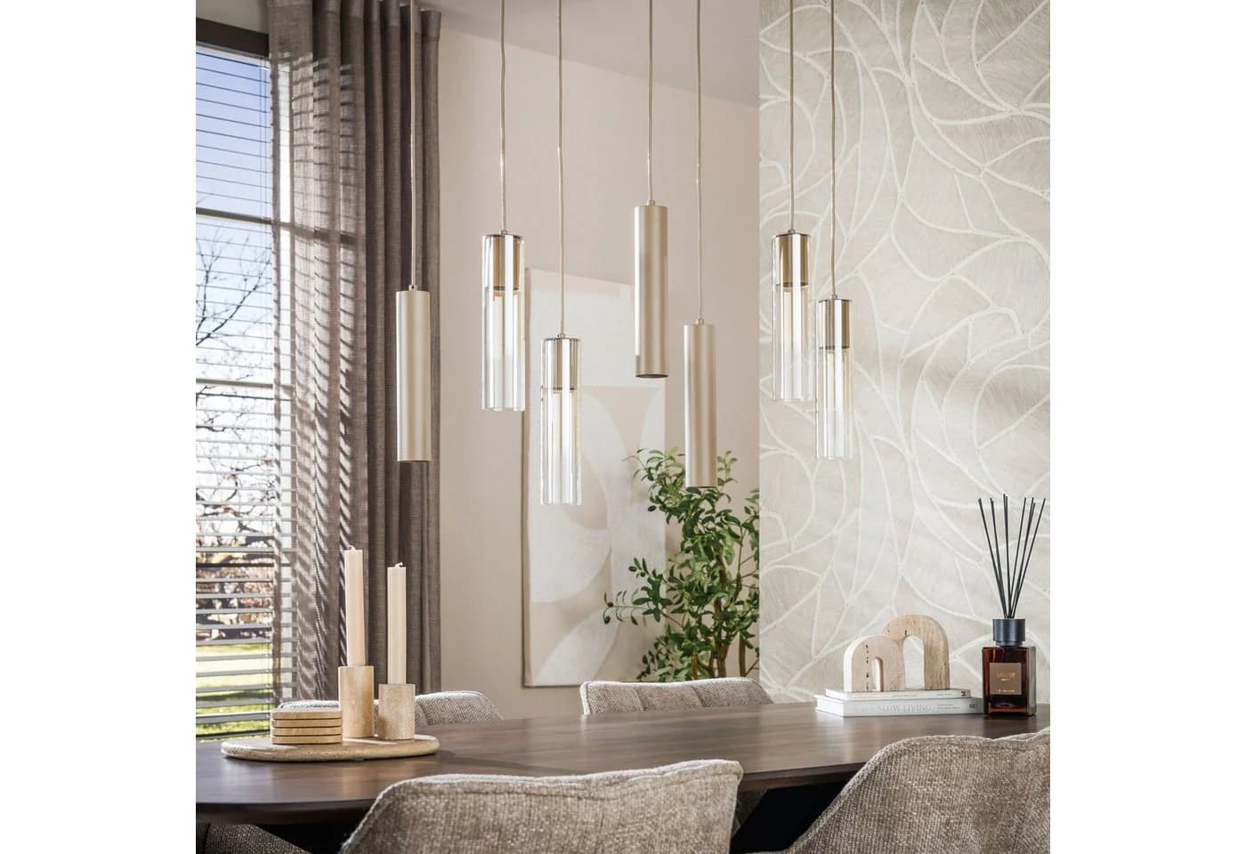 Vintagehaus Pendelleuchte Industrial Lungo Beige/Bronze LED